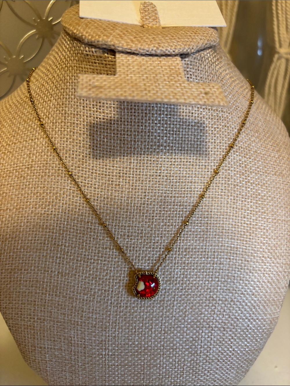 Gold Chain Necklace with Red Enamel 🍎- Women's Jewelry
